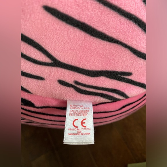 2020 TY Squish a Boos 12" ZOEY the Zebra Cushion Stuffed Animal Plush Toy Pink - Picture 3 of 8
